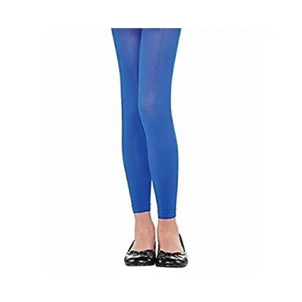 New Amscan Girl's Blue Footless‎ Opaque Tights sz M-L up to 85 lbs